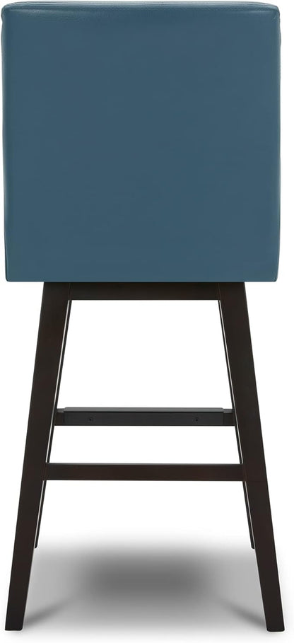 CHITA Counter Height Swivel Bar Stools Set of 4, FSC Certified Upholstered Faux Leather Barstool Chairs with Back, 26.8" H Seat Height, PU Leather in Dark Blue