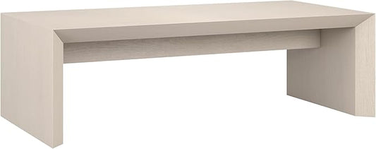 Henn&Hart 48" Rectangular Low-Profile Coffee Table for Living Room, Family Room, or Office, Alder White