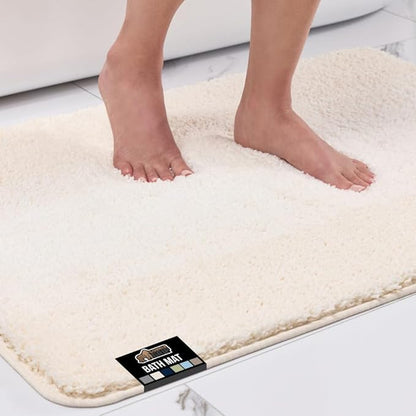 GORILLA GRIP Ultra Soft Plush Bathroom Rugs with Textured Rubber Backing, Absorbent Quick Dry Bath Mat, Machine Washable Shower Mats, Home Décor Accessories Bathmat Rug Essentials, 24 x 16 Ivory