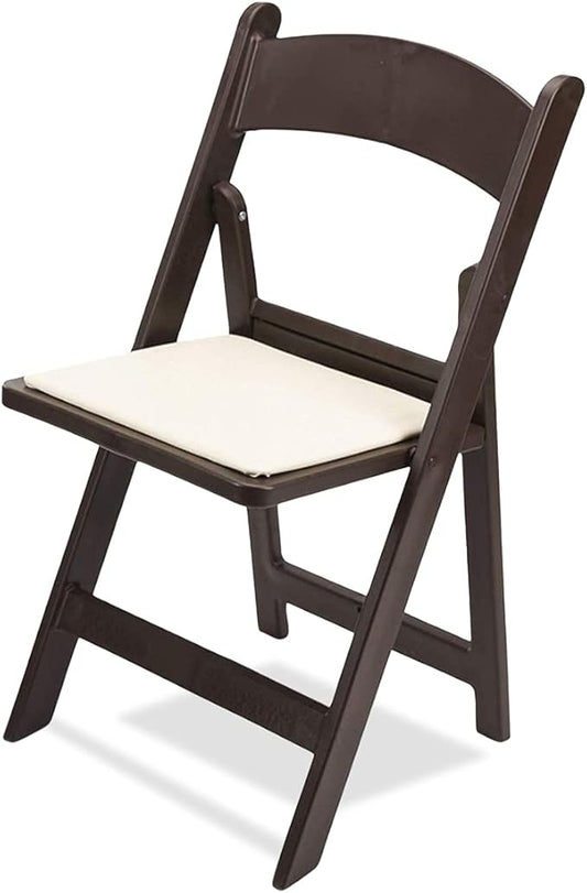 EventStable Titan PRO Resin Folding Chair - Dark Brown Indoor/Outdoor Lightweight Foldable Chair - Vinyl Padded Folding Chair for Weddings Parties Events - 50 Pack