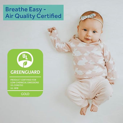 Sealy Baby Cozy Cool Hybrid Breathable Crib Mattress, GREENGUARD GOLD Certified, Made in USA, Cooling Foam, 2 Stage, Toddler Bed Fit, 204 Coils & Cotton Cover, Safety & Quality Tested, 52x28"
