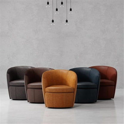 Pemberly Row Vintage Brown All Italian Leather Swivel Club Chair