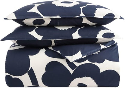 Marimekko - King Comforter Set, Cotton Bedding with Matching Shams, Lightweight Home Decor for All Seasons (Unikko Indigo, King)