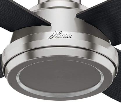 Hunter Fan 52 in Low Profile Brushed Nickel Ceiling Fan with Remote Control (Renewed)
