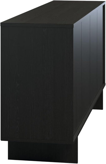 Prepac Finnley 61.5" Wide Sideboard Cabinet, Wood Entryway Sideboard with 2 Adjustable Shelves, Dining Room Buffet with 4 Doors, Living Room Accent Cabinet for Storage and Decorations, Black Oak