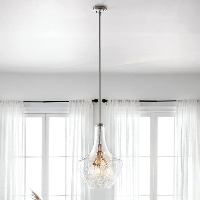 Kichler Everly 22.75" 3 Light Bell Pendant Clear Seeded Glass Olde Bronze®