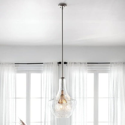 Kichler Everly 22.75" 3 Light Bell Pendant Clear Seeded Glass Olde Bronze®