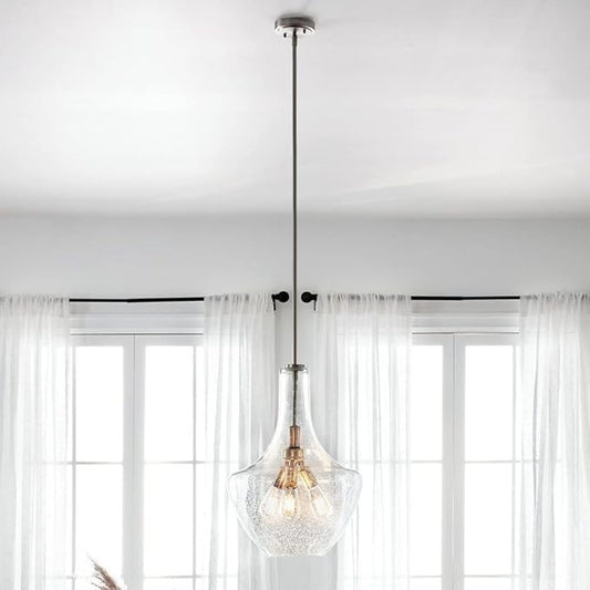Kichler Everly 22.75" 3 Light Bell Pendant Clear Seeded Glass Olde Bronze®