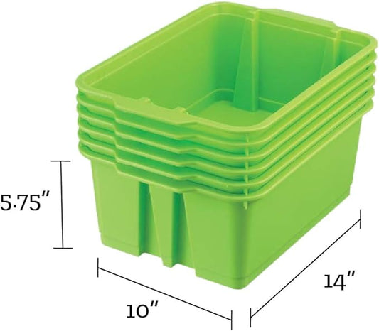 Really Good Stuff-160074GRN Stackable Plastic Book and Organizer Bins for Classroom or Home Use – Sturdy, Colored Plastic Baskets (Set of 12)