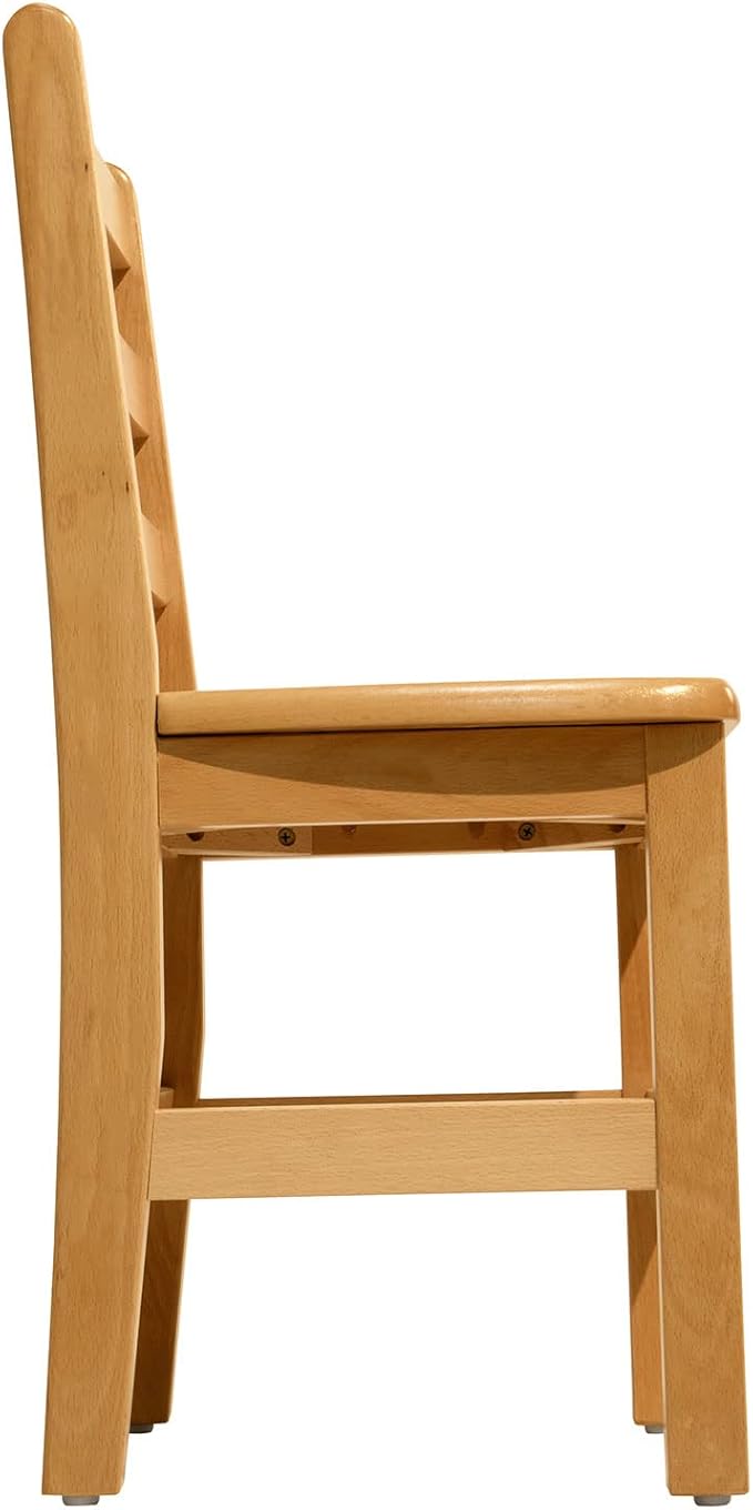 Kids Wooden Chair Set, Fully Assembled Ladderback Wood Chairs for Teens, Adults, Teachers, 18" Seat Height for Ages 13+ (Set of Two)