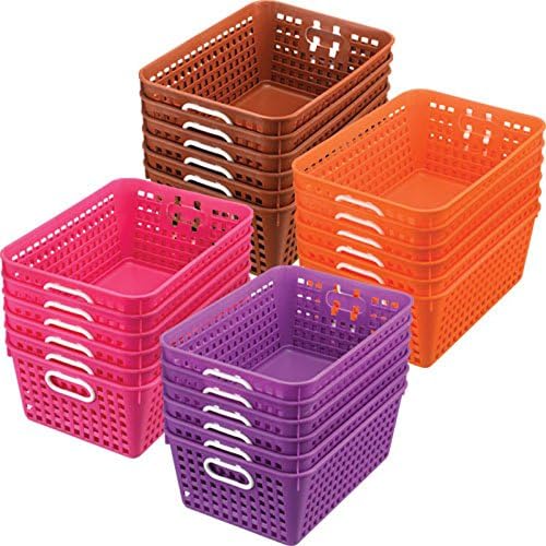 Really Good Stuff Large Plastic Book Baskets, 13" x 10" x 5" - 12 Pack, Green - Classroom Library Organizer, Toy Storage, Multi-Purpose Organizer Basket