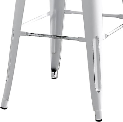 AC Pacific 30” Metal Barstool Set of 2 – Country Rustic Style with Low Back, Lightweight & Sturdy Build, Easy Assembly – Distressed White