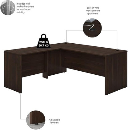 Bush Business Furniture Studio C L Shaped Desk with Mobile File Cabinet and Return, 72W x 30D, Black Walnut