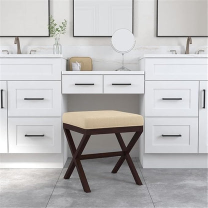 Hillsdale Morgan Upholstered Backless Vanity Stool for Make up Room or Bathroom, Espresso