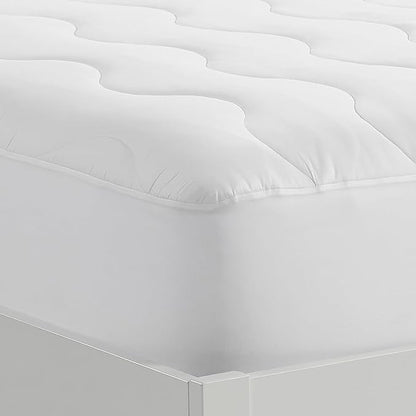 Serta Air Dry Extra Comfort Performance Fabric Quilted Mattress Pad, Cooling and Breathable Mattress Cover, Moisture Wicking Protection with 15" Deep Pocket, Twin, White