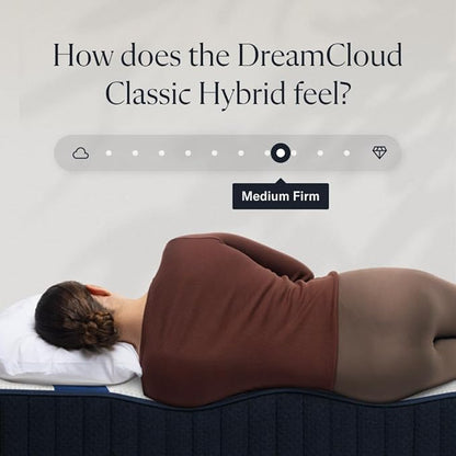 DreamCloud Classic 12" King Mattress - Luxury Hybrid Gel Memory Foam - 365 Night Trial - Fiberglass Free - Forever Warranty - Mattress in a Box - CertiPUR-US Certified