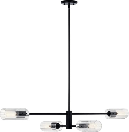 KICHLER Velestino 47.50" 4 Light Linear Chandelier in Black, for Dining Room, Living Room, (7" x 47.50") 52681BK