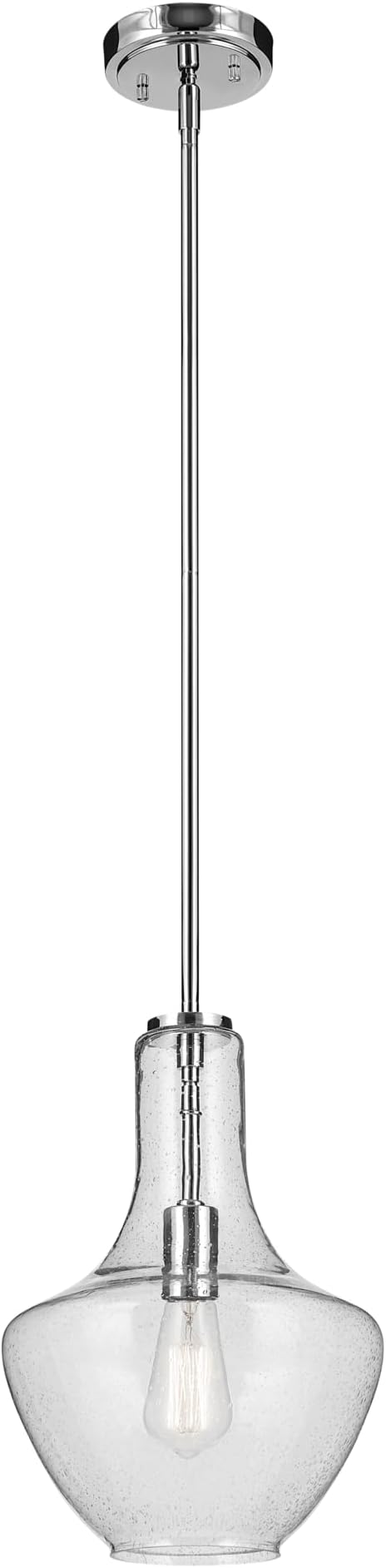 Kichler Everly 15.25" Kitchen Bell Pendant in Chrome, 1-Light Clear Glass Pendant Light, (15.25" H x 10.5" W), 42141CHCLR
