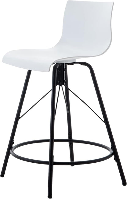 annjoe Swivel Bar Stools Metal Counter Height Stools Plastic Seat Chairs Set of 4 for Indoor Outdoor Home Kitchen Business (24" White)