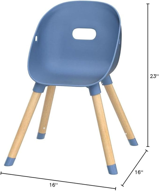 Lalo The Play Chair - Wooden & Non-Toxic Plastic Toddler Chair - Sturdy Bucket Seat, Easy to Clean, Up to 200 lb. Weight Capacity, Set of 2 - Blueberry