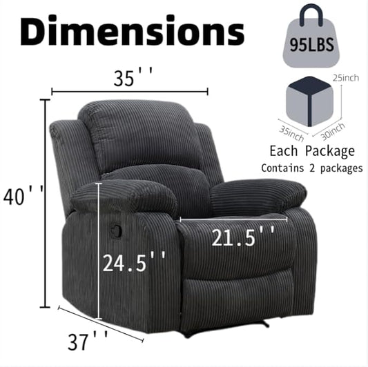 Electric Lift Recliner Sofa, Warm Plush Corduroy Fabric - Comfy Reading Chair for Living Room & Study, Ergonomic Electric Reclining Chair with Soft Upholstery