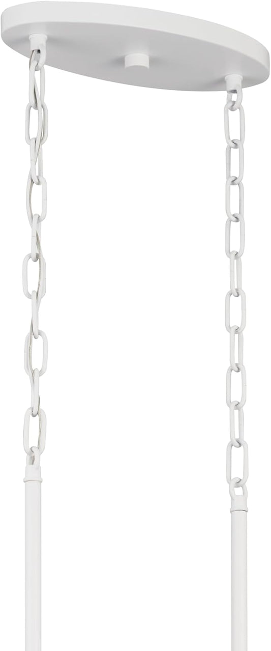 KICHLER Sayulita 4-Light Linear Chandelier in a Classic White Finish with a White Washed Wicker Shade, 82402
