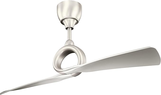 Kichler Link 54" Ceiling Fan in Brushed Nickel, 2-Blade Contemporary Fan for Bedroom or Living room with Remote, (54" W x 24.25" H), 300168NI