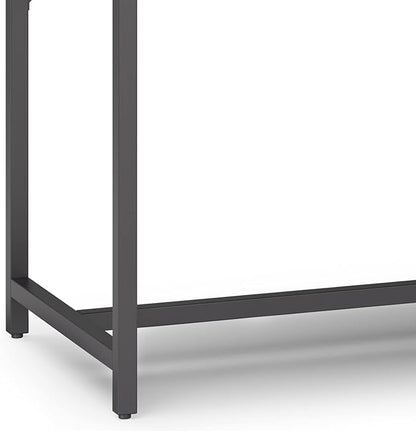 SIMPLIHOME Banting Desk - 72-Inch Wide Solid Hardwood and Metal Writing Desk in Medium Saddle Brown, Modern Industrial Home Office Computer Table for Study with 2 Drawers and Flip-Down Keyboard Tray