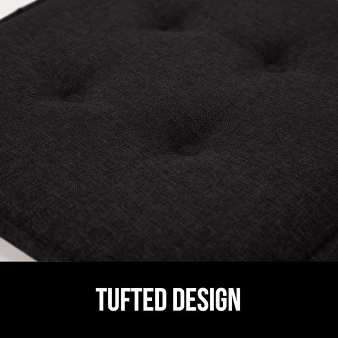 GORILLA GRIP Slip Resistant Tufted Chair Cushions, No Ties Required, Memory Foam Pads for Dining Room Kitchen Table, Office, Rocking Chairs, Plush Seat Cushion Pad, Home Decor, Set of 4, 16x17, Black