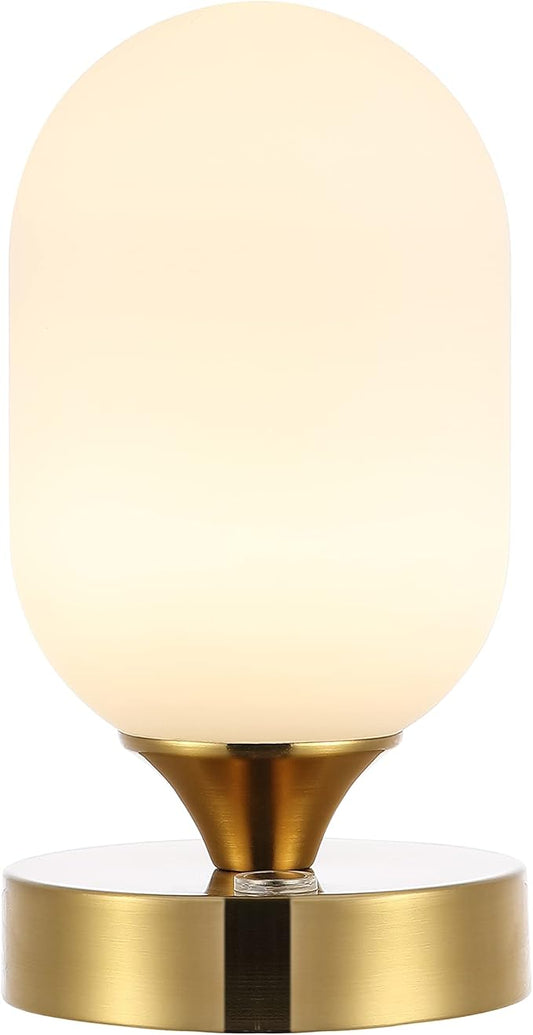 JONATHAN Y JYL7111C Eli 8" Modern Minimalist Iron Rechargeable Integrated LED Table Lamp Contemporary Bedside Desk Nightstand Lamp for Bedroom Living Room Office, Brass Gold/White