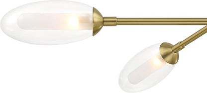 Possini Euro Design Evelyn 33" Modern Chandelier Ceiling Light Fixture Dining Room Over Table Kitchen Island Foyer Sputnik Hanging 6-Light LED Dimmable Brushed Gold Finish Glass Hallway Large
