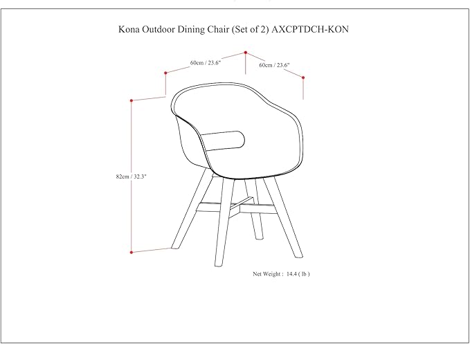 SIMPLIHOME Kona SOLID ACACIA WOOD 24 inch Wide Contemporary Outdoor Dining Chair in Plastic ( Set of 2 ) in Taupe for the Dining Room