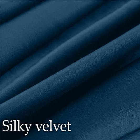 lalaLOOM Velvet Throw Pillow Covers, Set of 2, 24x24 Decorative Square Pillows Home Decor, Soft Accent Cases, Silky Machine Washable Pillowcases for Sofa, Couch, Bedroom, Living Room, Dark Blue