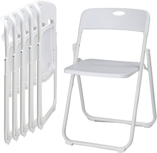 Karl home 6 Pcs Folding Chair, 300LBS Lightweight Foldable Plastic Chair, Reinforced Metal Frame Easy to Fold & Store for Indoor & Outdoor, Wedding, Party, Meeting Room, Patio and Garden, White