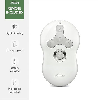 Hunter Fan 52 inch Contemporary Low Profile No Light Fresh White Ceiling Fan with Remote Control (Renewed)