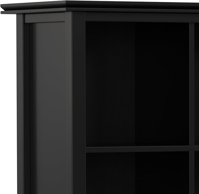 SIMPLIHOME Artisan Bookcase - 45 inch Tall 9-Cube Solid Wood Cube Organizer in Black, Transitional Storage Bookcase for Living Room, Study Room or Office with Fixed Shelves and Tapered Legs