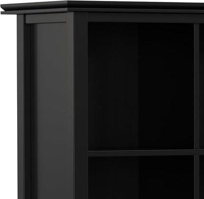 SIMPLIHOME Artisan Bookcase - 45 inch Tall 9-Cube Solid Wood Cube Organizer in Black, Transitional Storage Bookcase for Living Room, Study Room or Office with Fixed Shelves and Tapered Legs