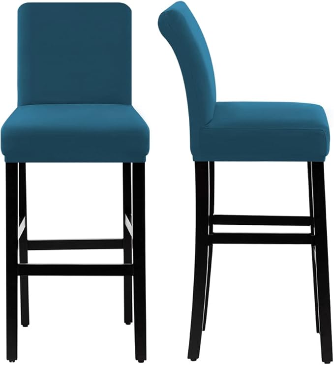 H.VERSAILTEX 100% Waterproof Bar Stool Cover Stretch Counter Stool Pub Chair Slipcover for Dining Room Removable Soft Thick Solid Fleece Fabric Bar Stool Slipcovers Set of 4, Peacock Blue