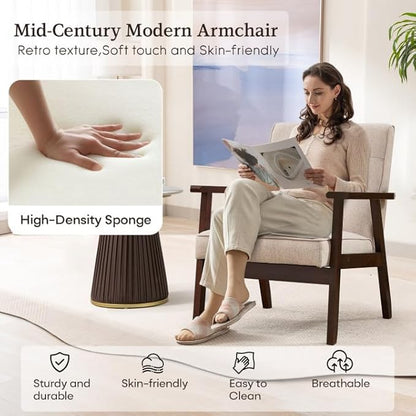 Bonzy Home Mid-Century Modern Accent Chair, Upholstered Fabric Armchair with Solid Wood Frame, Comfy Retro Leisure Chair Reading Chair for Living Room, Bedroom