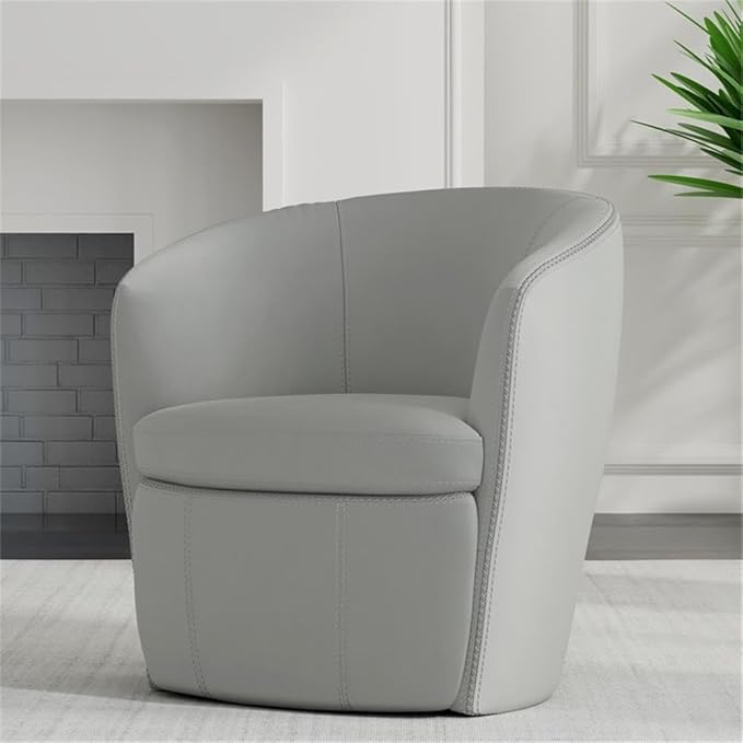 Pemberly Set of 2 Steamboat Ice All Italian Leather Swivel Club Chair