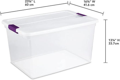 Sterilite Clear Plastic Storage Totes, 6 Pack 64 Quart and 6 Pack 66 Quart Bins with Lids