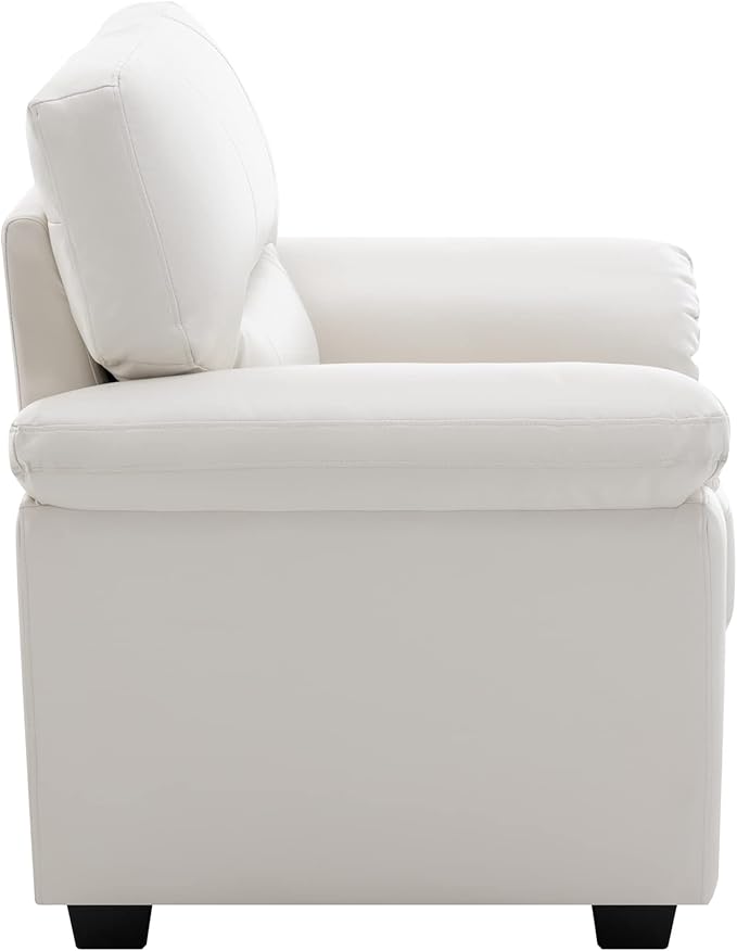 Morden Fort Faux Leather Chairs Set of 2, Modern Luxury Leather Sofa Chair Easy Clean Skin-Friendly Leather Accent Arm Chairs for Living Room Apartment Office Lounge Comfy Reading, White