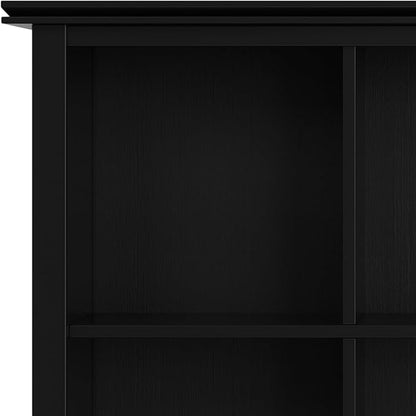 SIMPLIHOME Artisan Bookcase - 45 inch Tall 9-Cube Solid Wood Cube Organizer in Black, Transitional Storage Bookcase for Living Room, Study Room or Office with Fixed Shelves and Tapered Legs