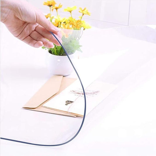 NECAUX Custom Multisize 1.5mm Thick Clear PVC Table Cover Protector - 30 x 44 Inch Water Resistant Plastic Rectangular Vinyl Non-Slip Desk Pad for Coffee Table/Writing Desk