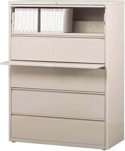 Pemberly Row 42-in Wide Metal 5 Drawer Lateral Filing Cabinet Light Gray