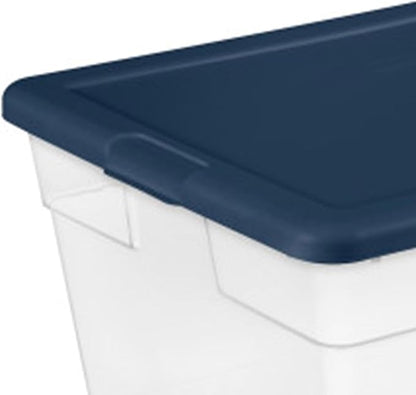 Sterilite 24-Pack Storage Box, Plastic Container Bins with Lids, 56 Quart, Marine Blue - Heavy-Duty Organizing Containers for Closet, Bathroom, and Office