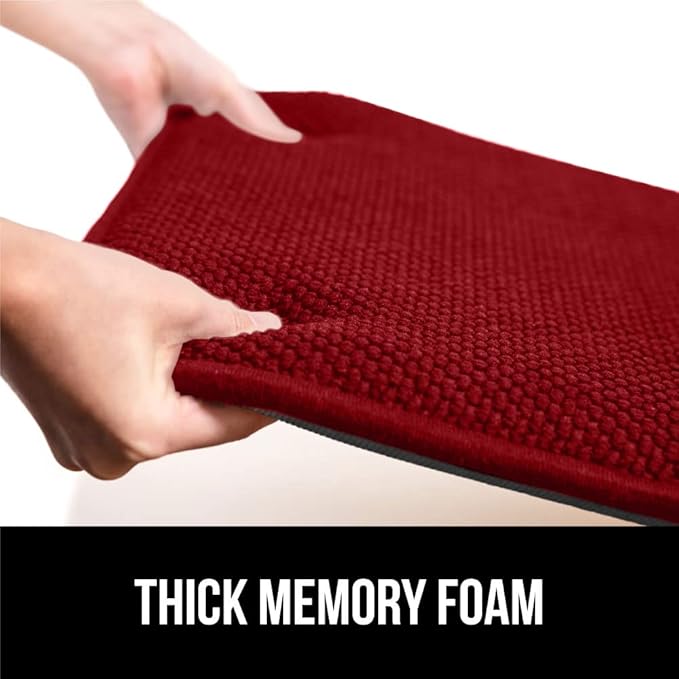 GORILLA GRIP Slip Resistant Chair Cushions, No Ties Required, Set of 6 Memory Foam Pads for Dining Room, Kitchen Table, Office, Rocking Chairs, Plush Seat Cover Cushion Pad, Home Decor, 16x16, Red