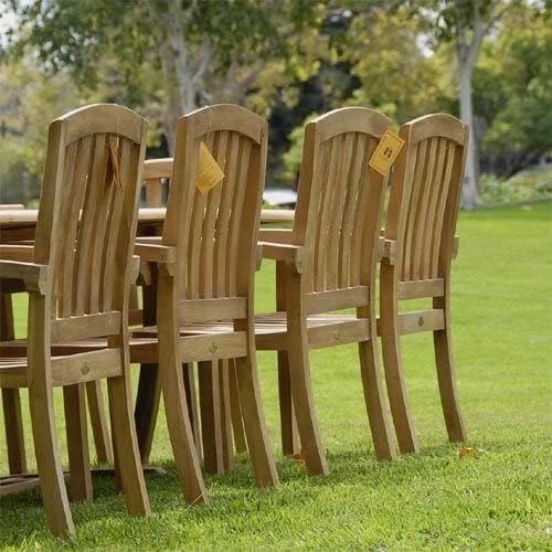 7PC Indonesian Grae A Teak Outdoor Patio Dining Set with Smith 84x40 Small Double Extension Rectangle Table and 6 Java Stacking Chairs