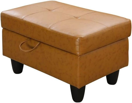 Ottoman Storage Ottoman Bench Faux Leather Footrest Footstool with Hinged Lid for Living Room, Bedroom, Entryway, Ginger, 28.5"X19"X17.5"