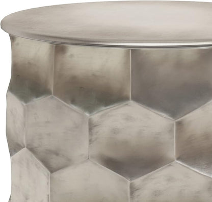 SIMPLIHOME Whitney Industrial 17 inch Wide Metal Storage Accent Side Table in Antique Silver , Fully Assembled for the Living Room and Bedroom